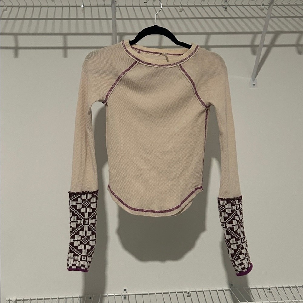 Free People She's Reversible long sleeve thermal oat tee size XS